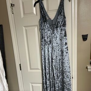 Sooo cute thin velvet silver jumpsuit!! NWT medium